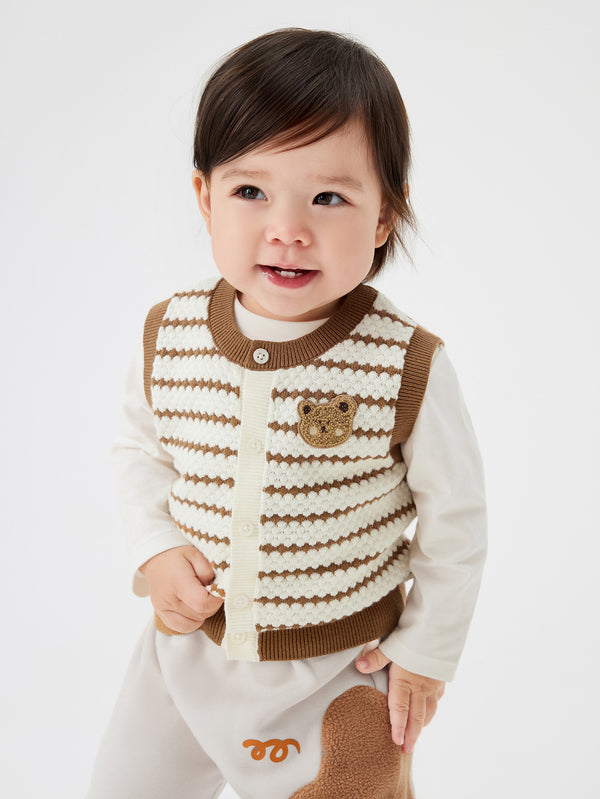 Boy Baby Clothes Stripe Coffee Hue Vest