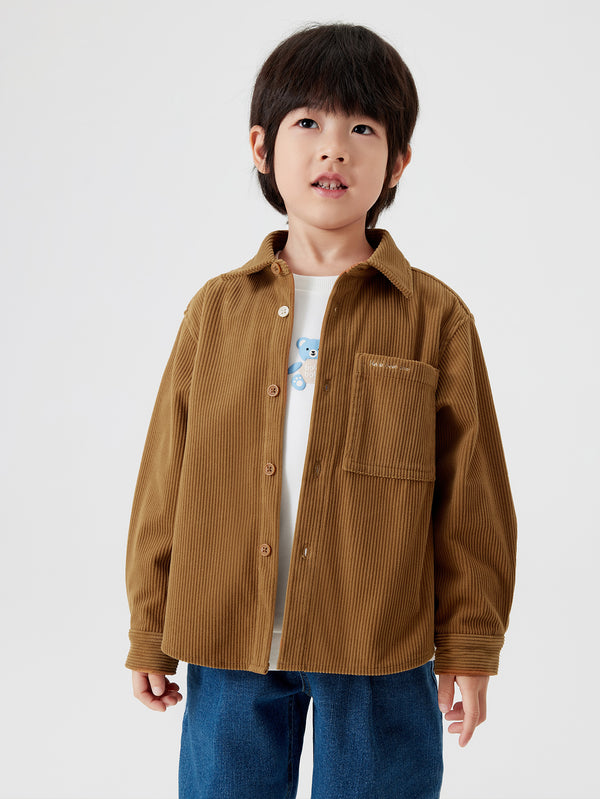 Boy Trend Scenarios Letter Light Tan Long Sleeve Shirt