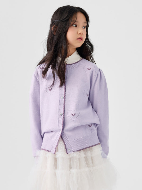 Pull en jacquard violet Love pour fille Highlight moment