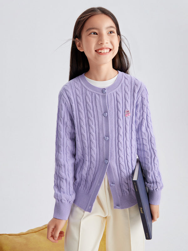 Girl Trend Scenarios Cherry embroidery patch Purple Hue Sweater