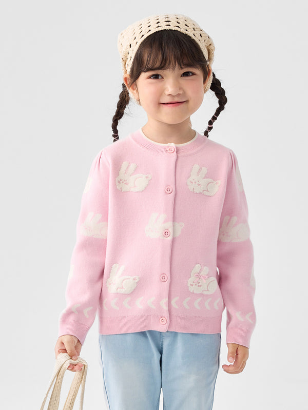 Pull tendance lapin rouge et blanc pour fille