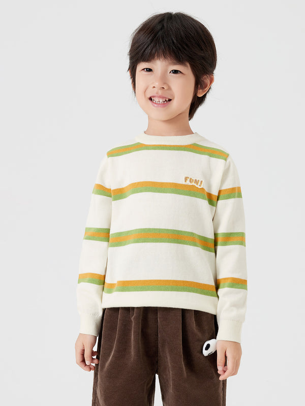 Boy Trend Scenarios Letter White Green Hue Sweater