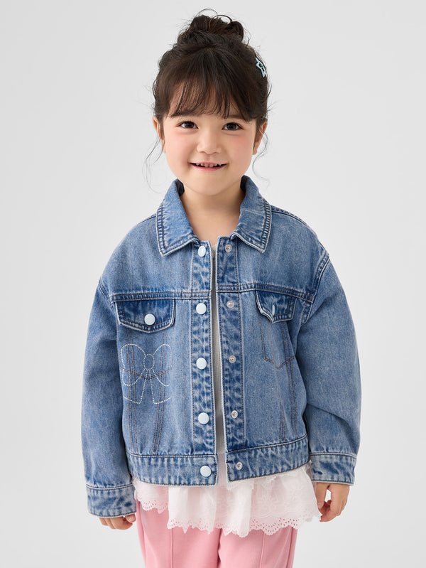 Girl Highlight moment Bow Denim Blue Casual Clothes