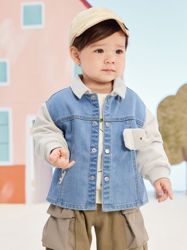 Unisex Baby Clothes Elephant Denim Pale Blue Casual Clothes