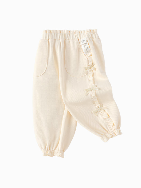 Pantalon blanc crème pour bébé fille