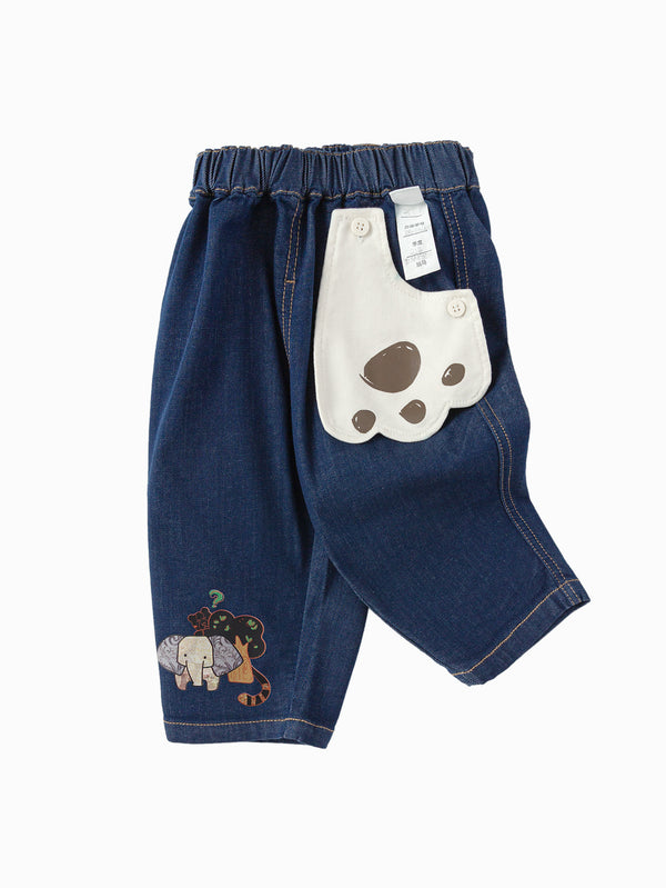 Unisex Baby Elephant Denim Dark Blue Trousers