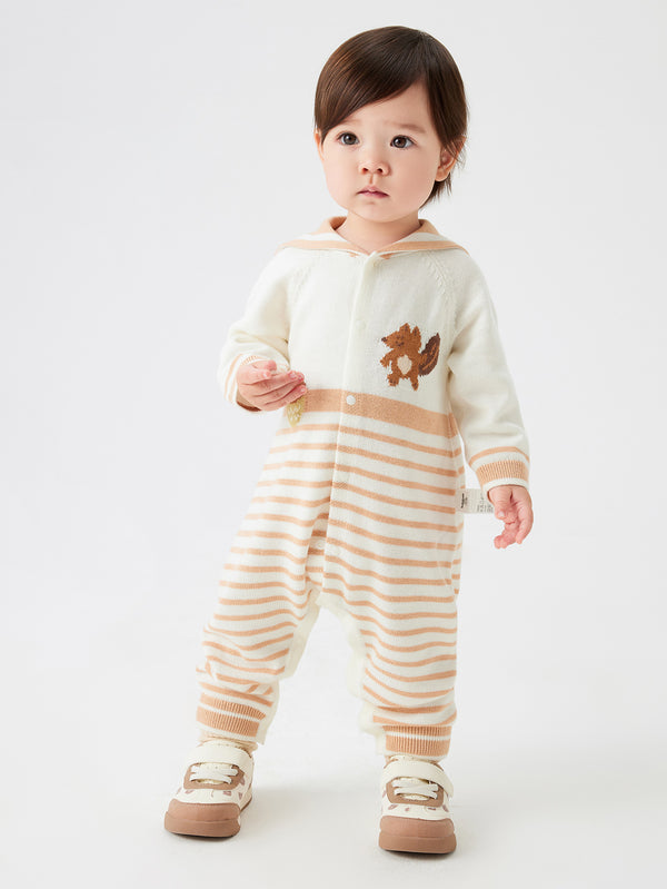 Unisex Baby Squirrel Coffee Hue Jumpsuit