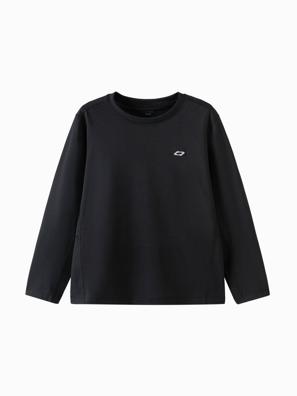 Black balabala Unisex Kids Round V-neck Long Sleeve T-Shirt 208325100204