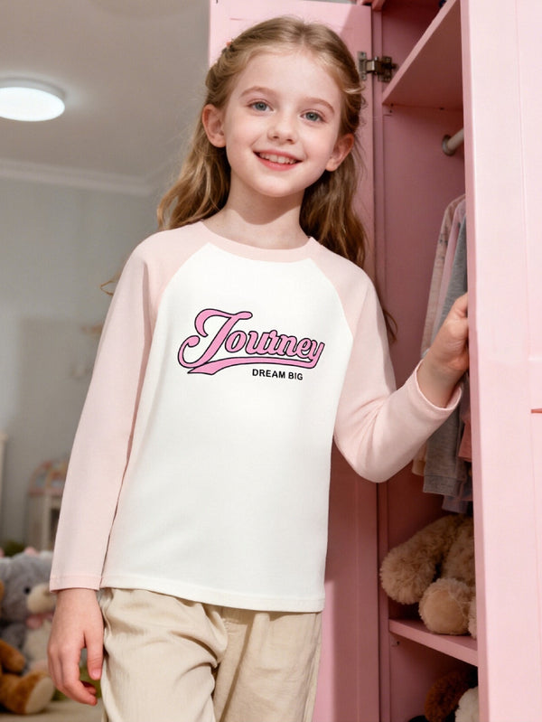 Balabala Unisex Kids Round V-cổ áo phông dài tay