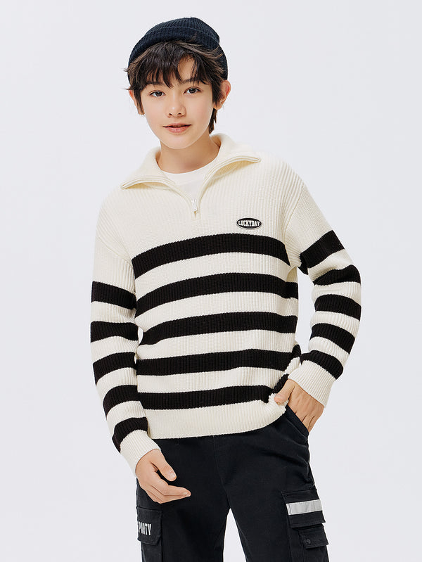 Balabala Kids Unisex White Black Hue Sweater