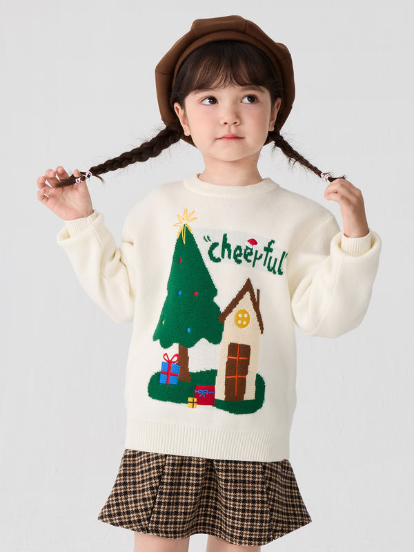 Pull ample brodé de Noël unisexe pour tout-petits