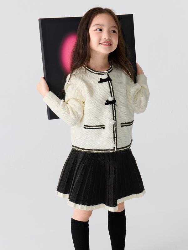 Girl Toddler Chanel Style New Year Contrast Color Long-Sleeved Suit