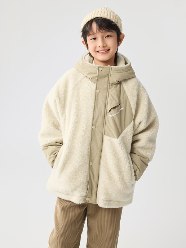 Boy Kid Patchwork Hooded Cotton Jacket