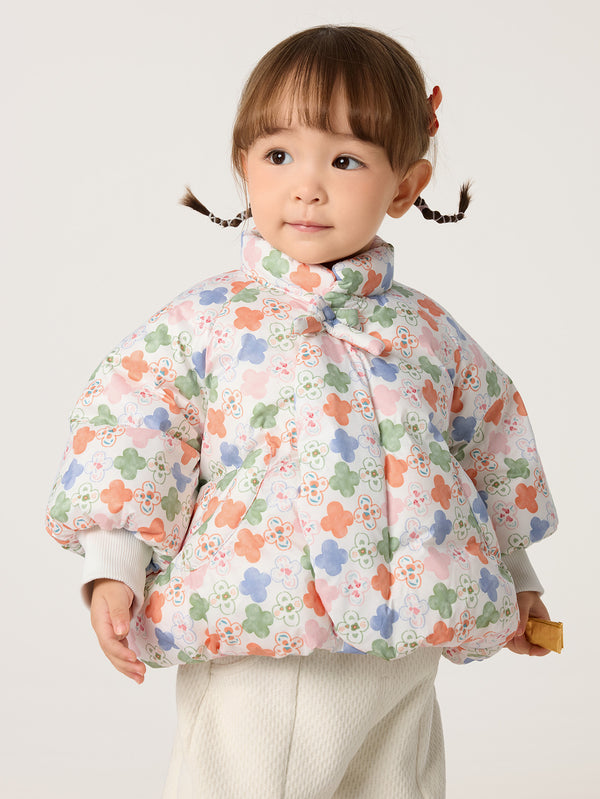 Girl Baby Low Saturation New Year Bow Down Jacket