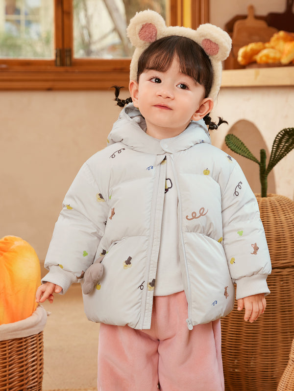 Unisex Baby Kangaroo Snow Print Down Jacket