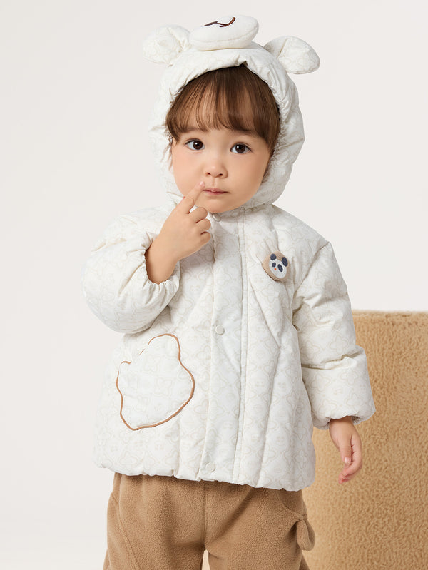 Unisex Baby Flower-Shaped Rabbit Pattern Down Jacket