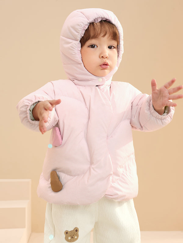 Unisex Baby Flower Shape Wrap Hat Down Jacket