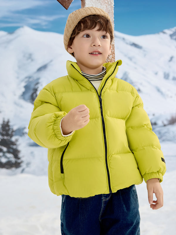 Unisex Parent-Child Stand-Up Collar Contrast Color Down Jacket