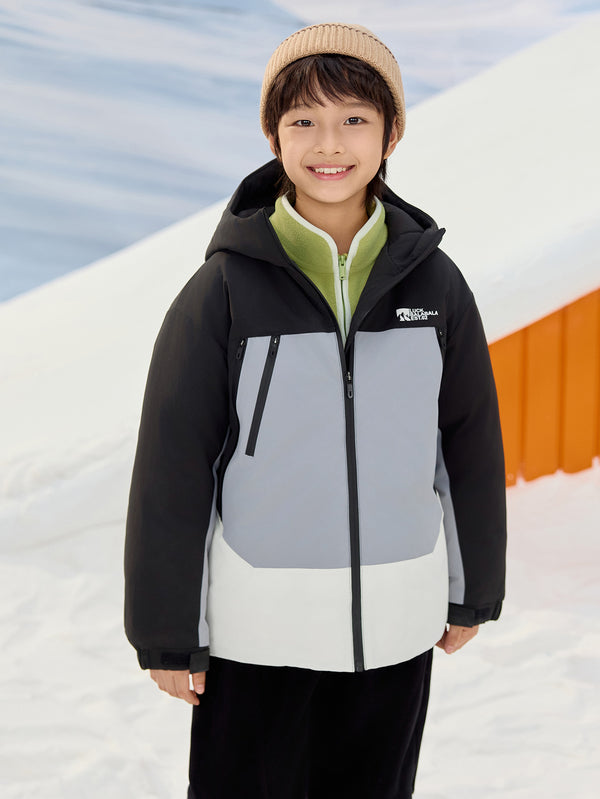 Unisex Kid Contrast Silhouette Pattern Down Jacket