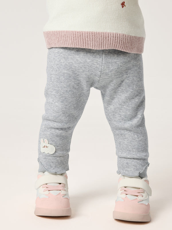 Pantalon unisexe pour bébé avec patch lapin