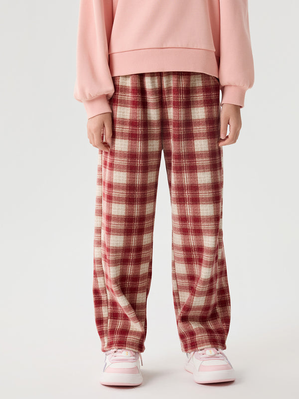 Unisex Kid Straight Check Pattern Trousers