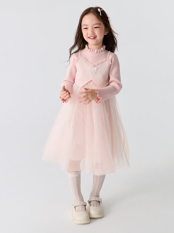 Robe en maille à deux pièces pour petite fille