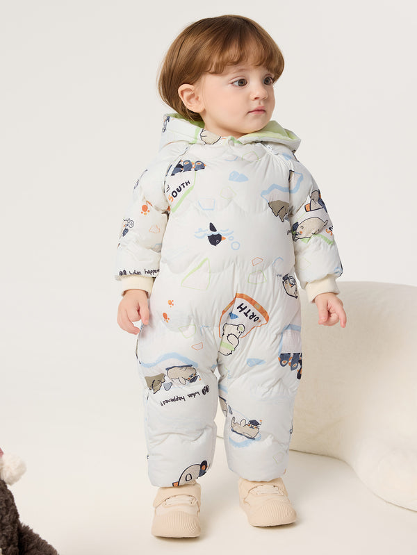 Unisex Baby Fake Two-Piece Dinosaur Penguin Going Out Jumpsuit