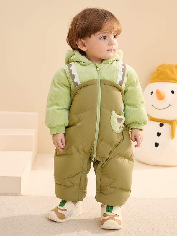 Unisex Baby Fake Two-Piece Dinosaur Going Out Jumpsuit