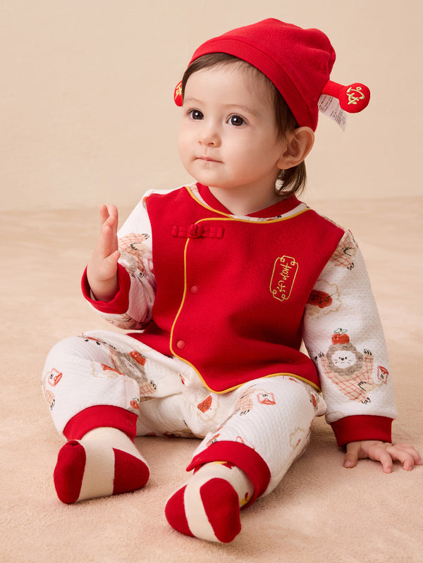 Unisex Baby New Year Two-Piece Basic Underwear Bodysuit