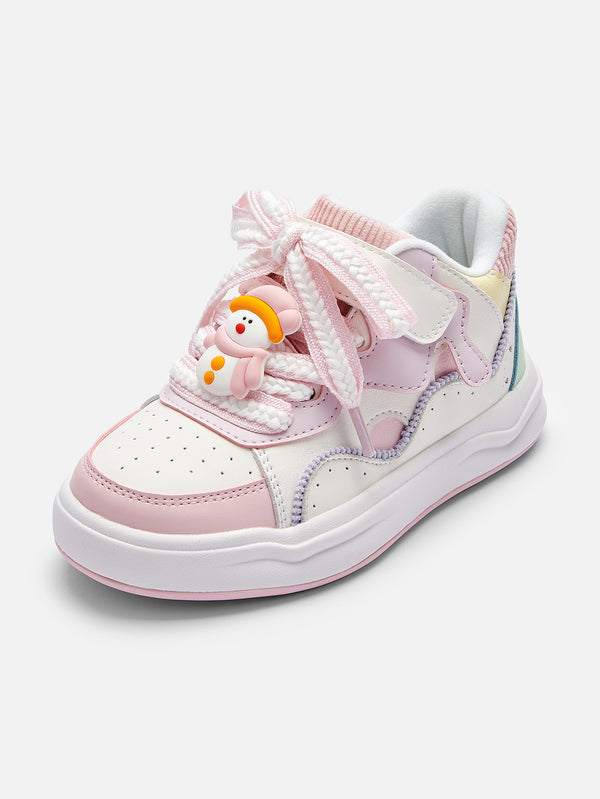 balabala Girl Toddler and Kids Colorblock Velcro Antibacterial Snowman Sneakers