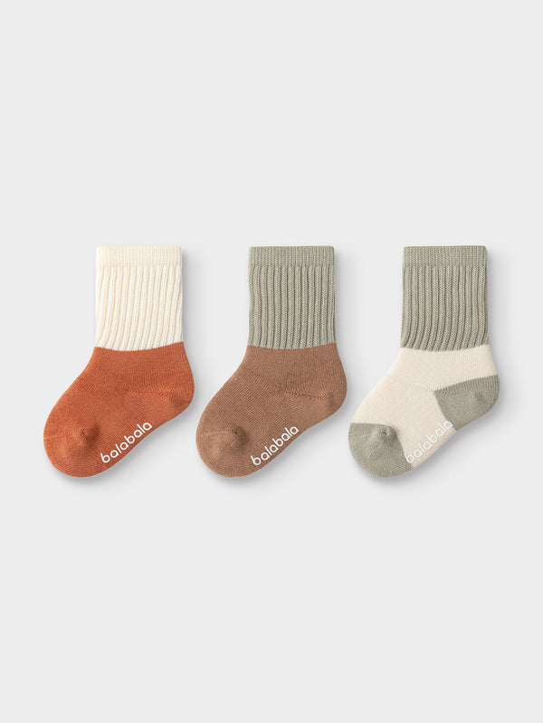 Chaussettes unisexes multicolores à revers contrastés pour bébés et tout-petits