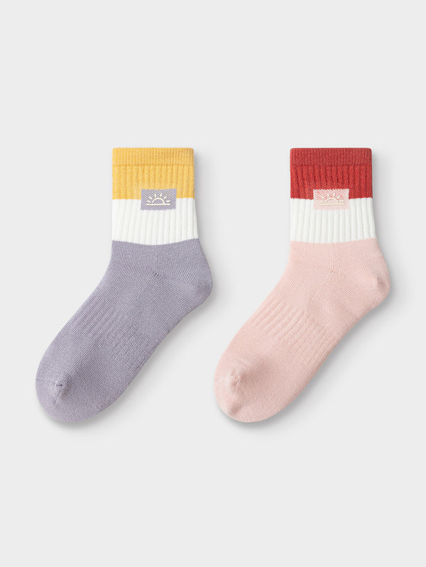 Chaussettes unisexes antibactériennes à motif contrasté pour tout-petits et enfants