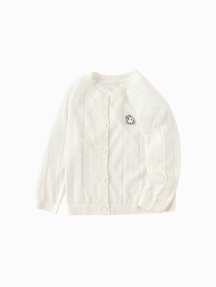 Raw White Baby Girl Wool Cardigan