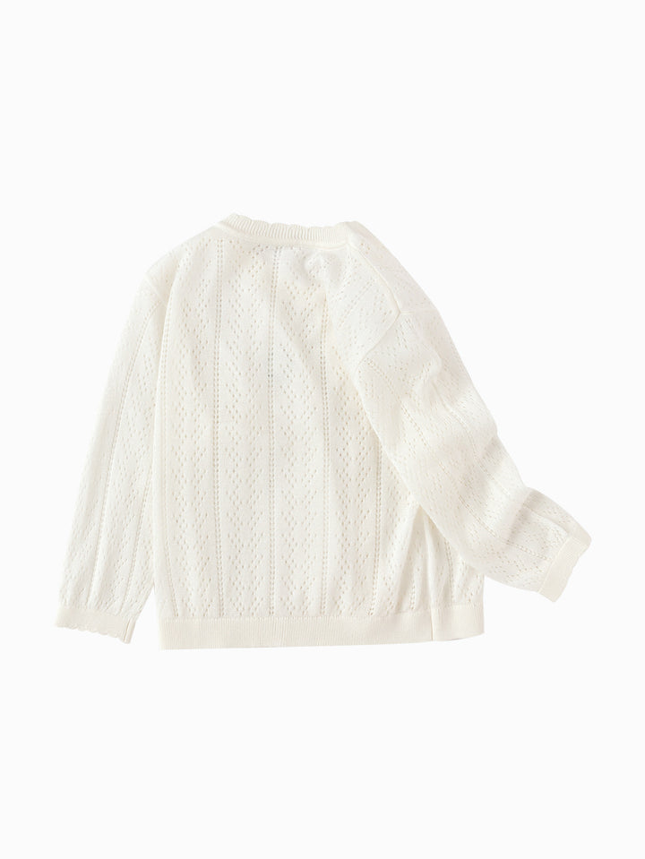 Raw White Baby Girl Wool Cardigan