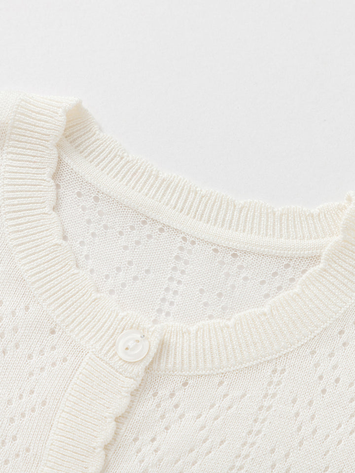 Raw White Baby Girl Wool Cardigan