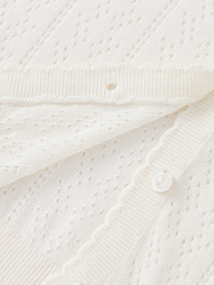 Raw White Baby Girl Wool Cardigan