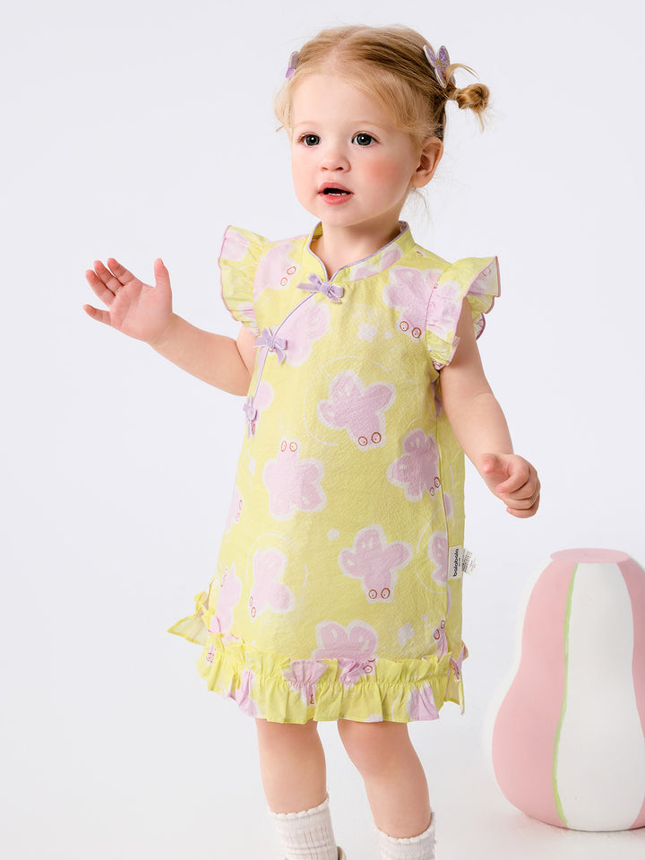 Yellow Purple Baby Girl Woven Dress