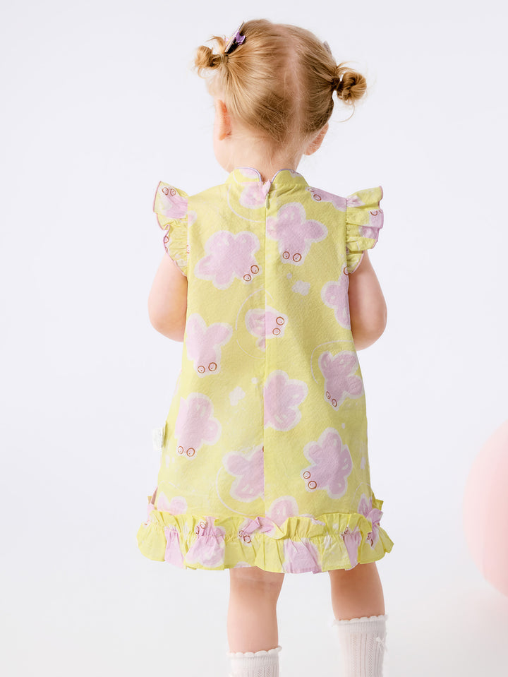 Yellow Purple Baby Girl Woven Dress