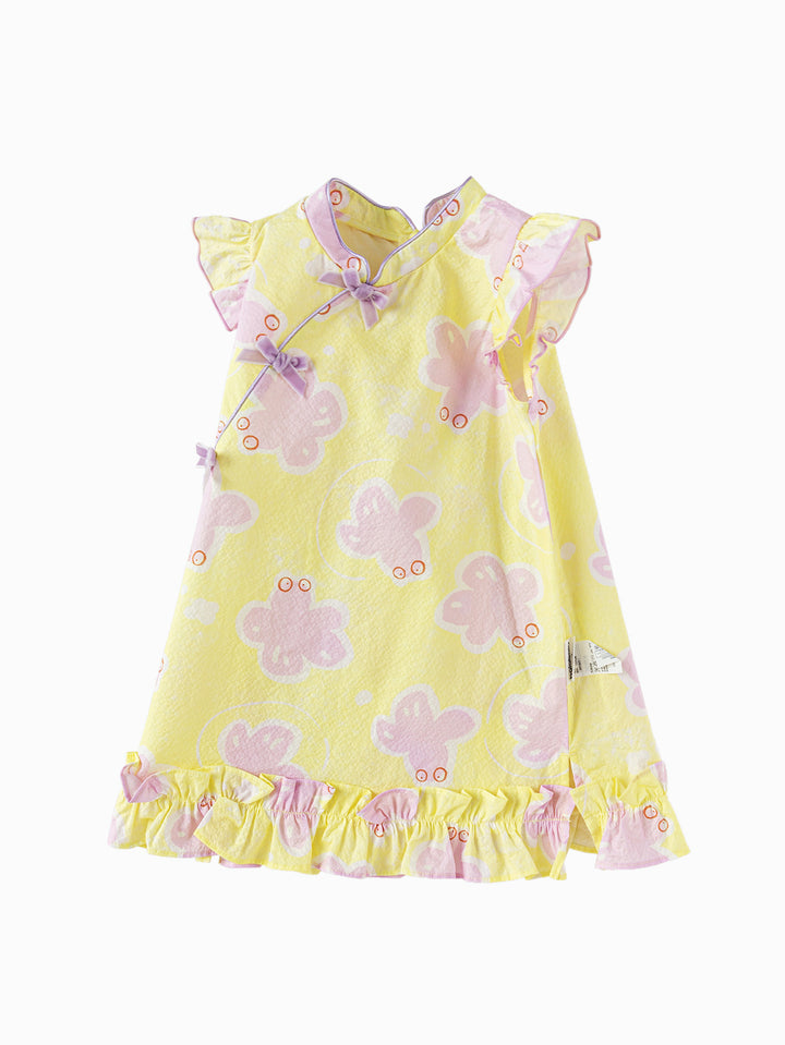 Yellow Purple Baby Girl Woven Dress