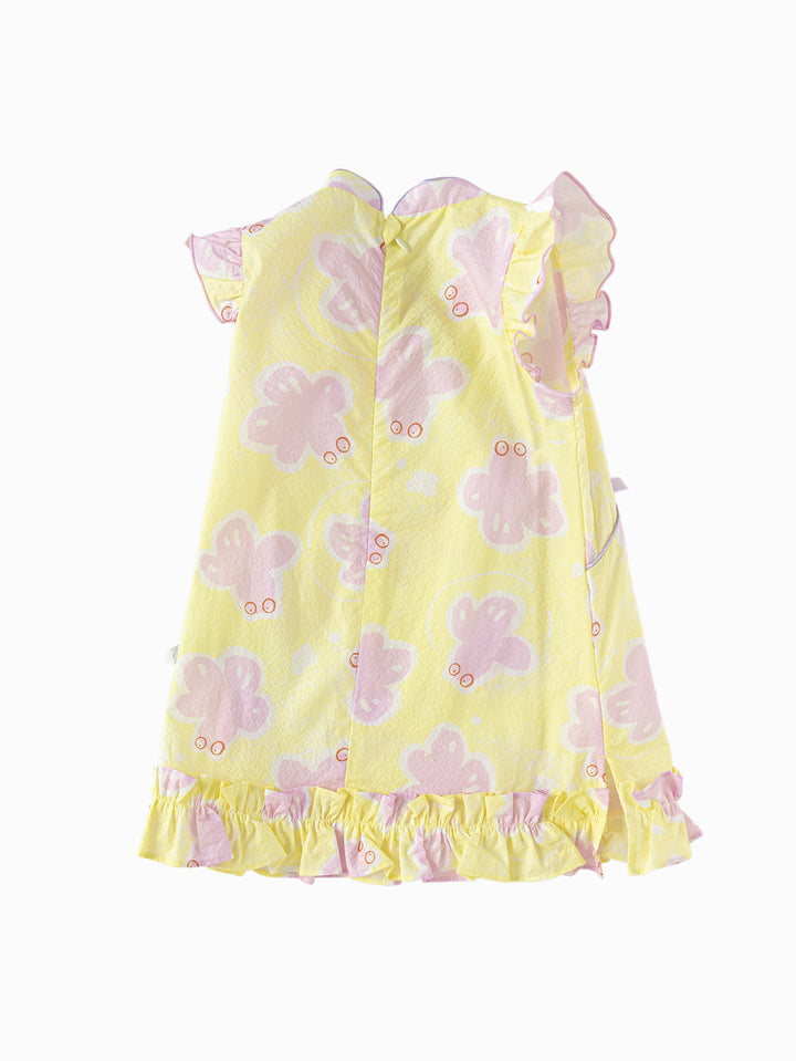 Yellow Purple Baby Girl Woven Dress