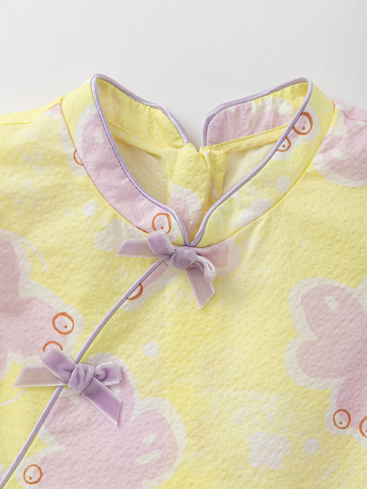 Yellow Purple Baby Girl Woven Dress