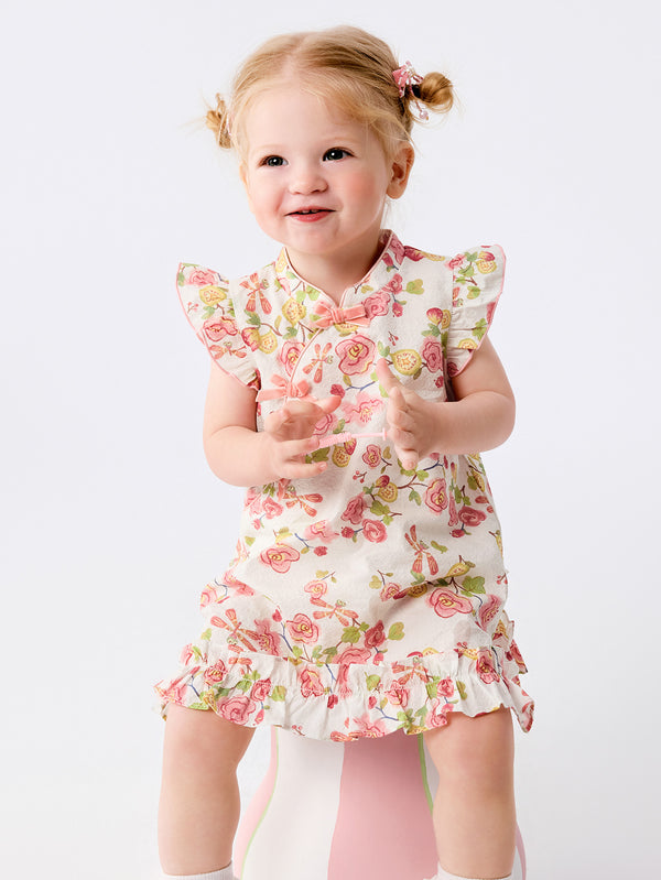 Red Green Baby Girl Woven Dress