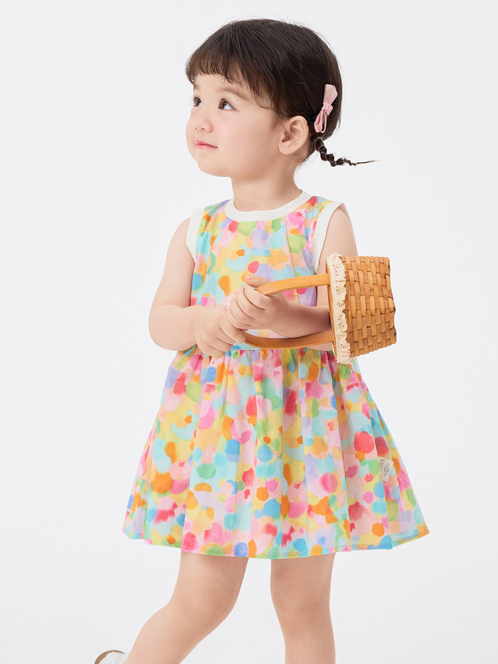 Yellow Red Baby Girl Woven Dress