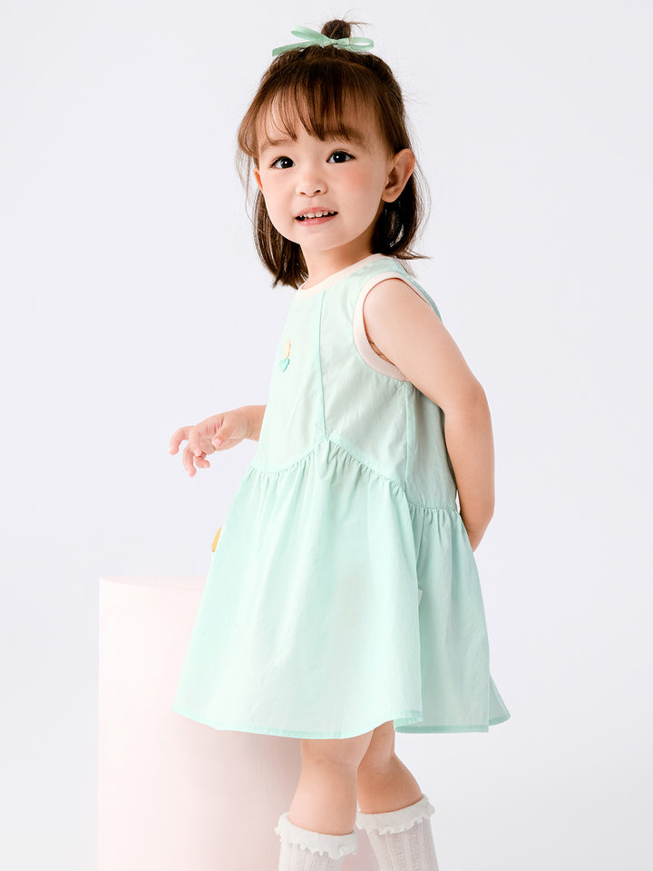 Pink Green Baby Girl Woven Dress