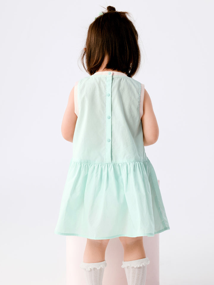 Pink Green Baby Girl Woven Dress