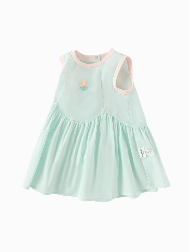 Pink Green Baby Girl Woven Dress