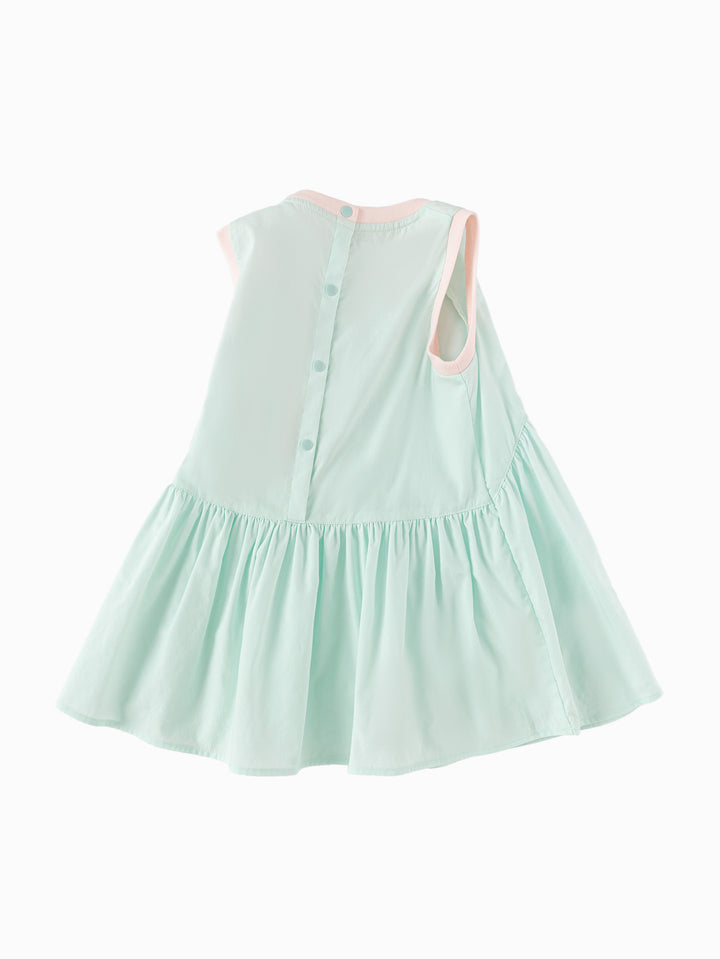 Pink Green Baby Girl Woven Dress