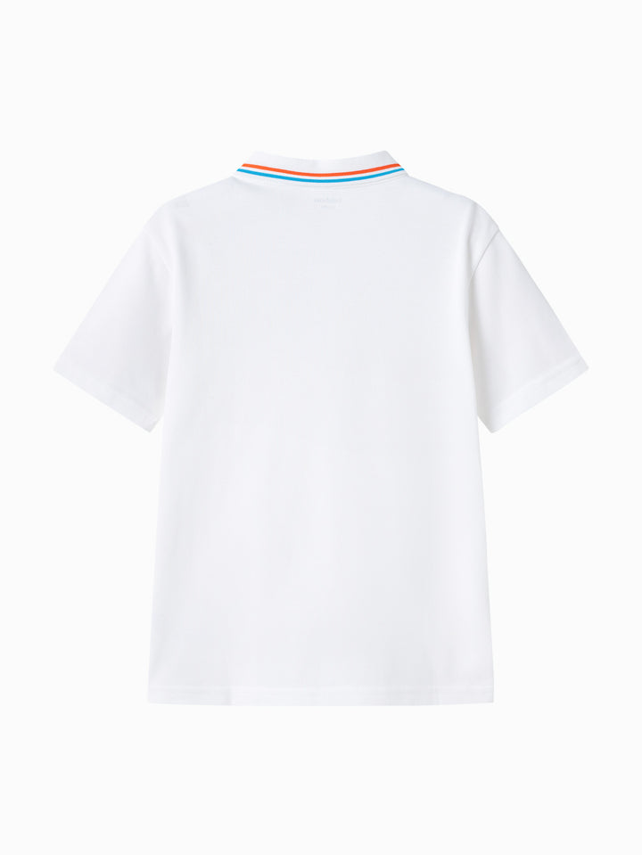 Raw White Kids Boy Lapel Short-Sleeved T-Shirt