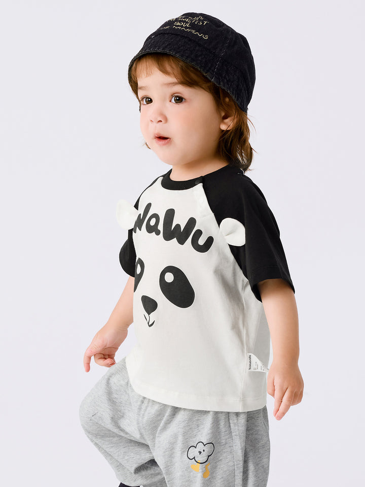 Black Baby Unisex Round V-Neck Short-Sleeved T-Shirt