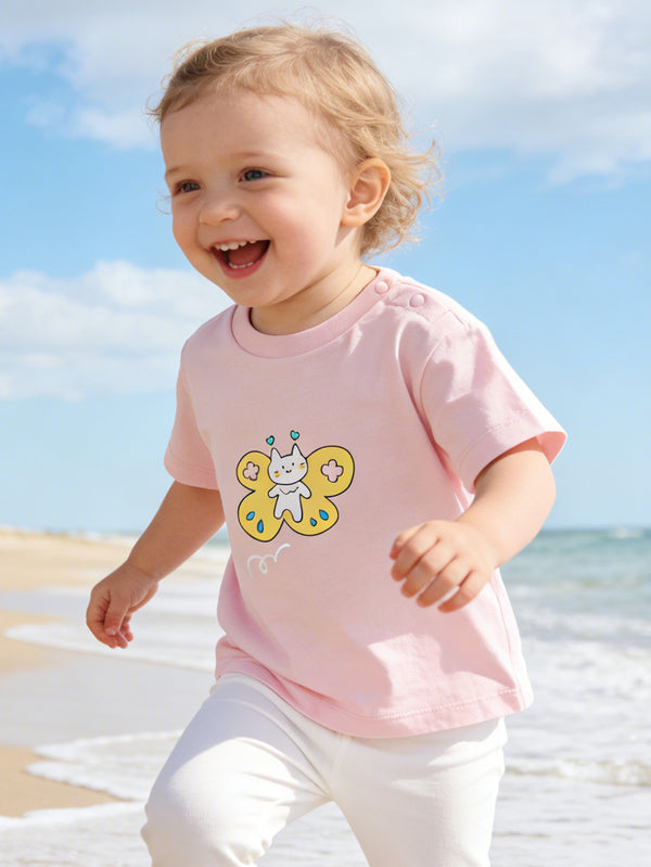 Baby unisex runda v-hals kortärmad t-shirt